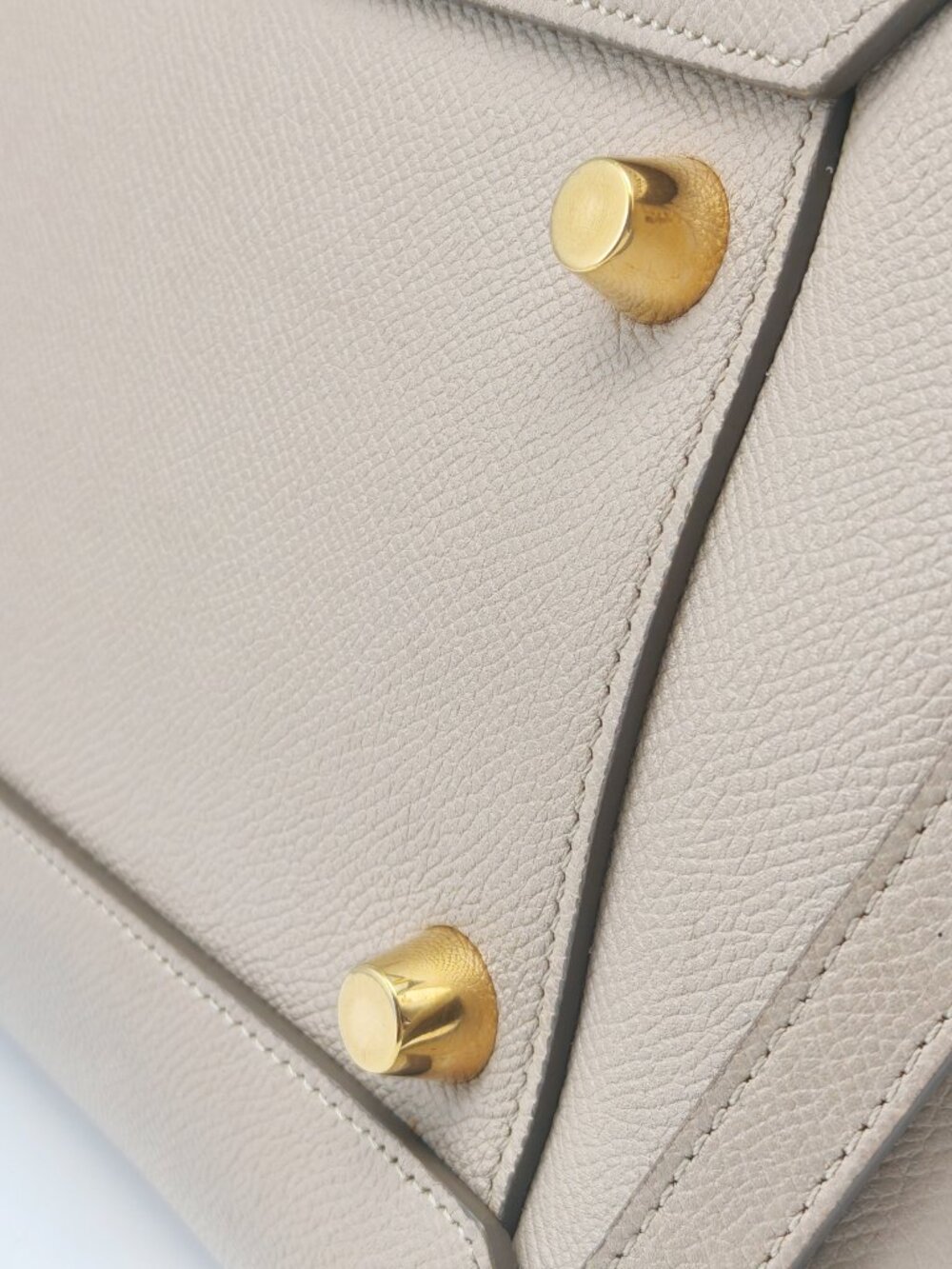 Celine Mini Belt Bag Beige Grained Leather Top Handle Handbag - Picture 11 of 13